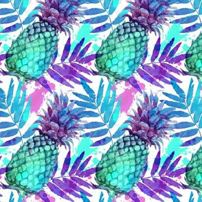 Vivid colors watercolor pineapples (small size) 