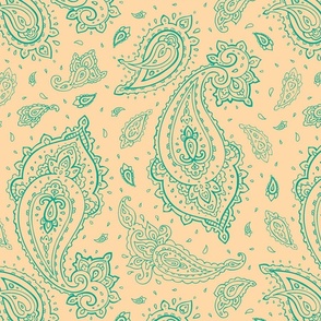 Bandana Paisley Turquoise on Cream Beach