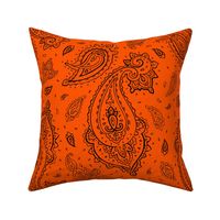 Bandana Paisley Black on Orange Halloween