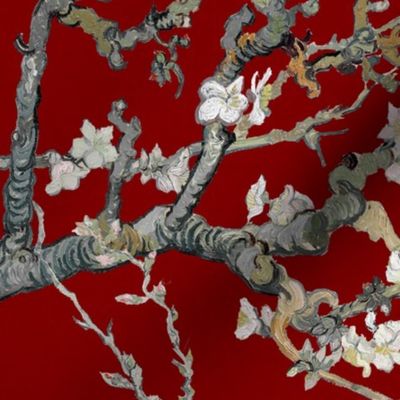 Almond Blossoms ~ Van Gogh ~ Grey on Oxblood  