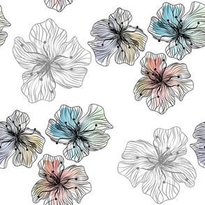 delicate cute floral pattern retro white background