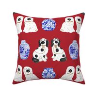 Staffordshire Dogs + Ginger Jars in Scarlet Red