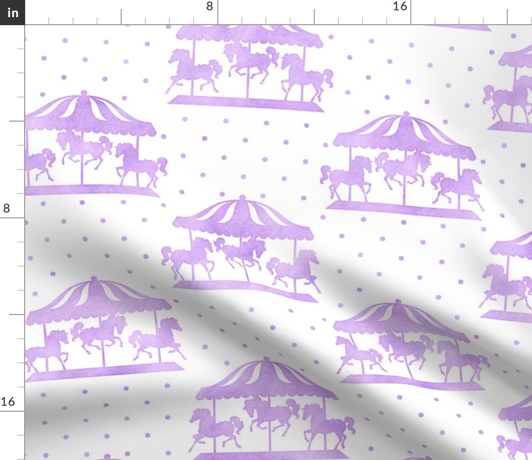 Carousel Pattern in Lavender Watercolor on White