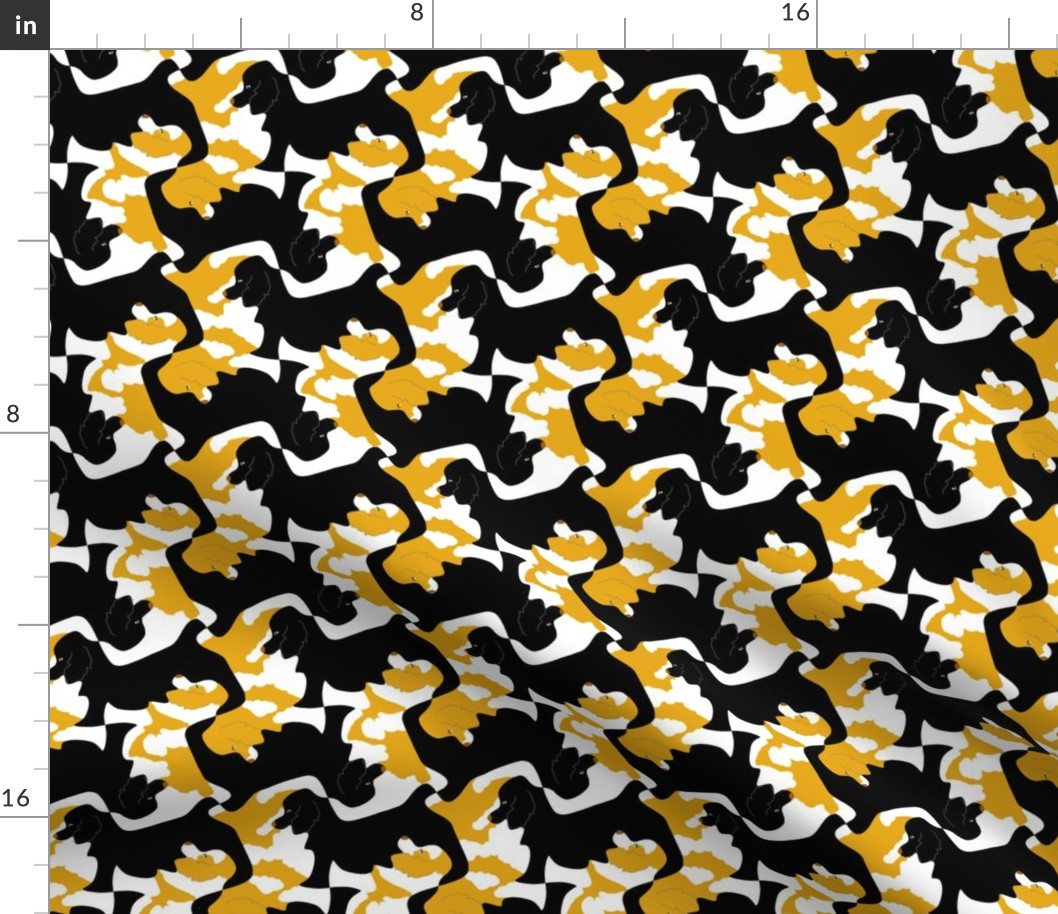 Black and Particolor Gold Cocker Spaniel Tesselation