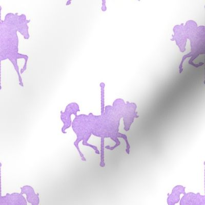 Carousel Horses Pattern in Lavender Watercolor on White