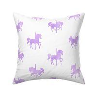 Carousel Horses Pattern in Lavender Watercolor on White
