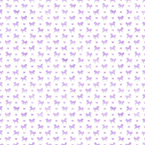 Micro Horses and Bows Pattern in Lavender Watercolor on White