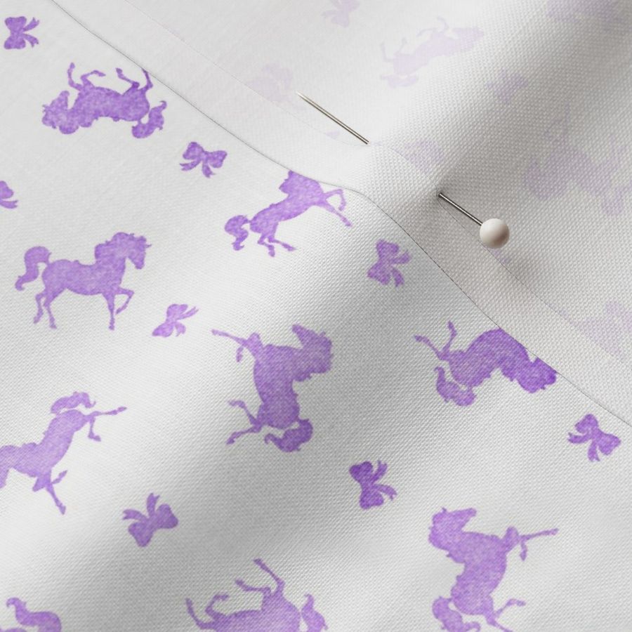 Micro Ditsy Horses and Bows Pattern in Lavender Watercolor on White