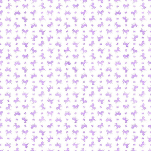 Micro Ditsy Horses and Bows Pattern in Lavender Watercolor on White