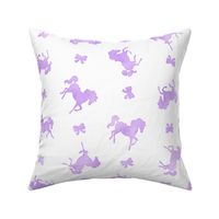 Ditsy Horses and Bows Pattern in Lavender Watercolor on White
