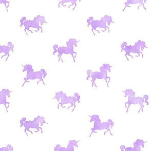 Unicorns Pattern in Lavender Watercolor on White