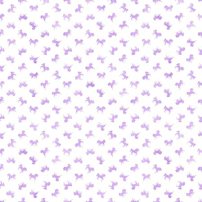 Micro Ditsy Unicorns Pattern in Lavender Watercolor on White