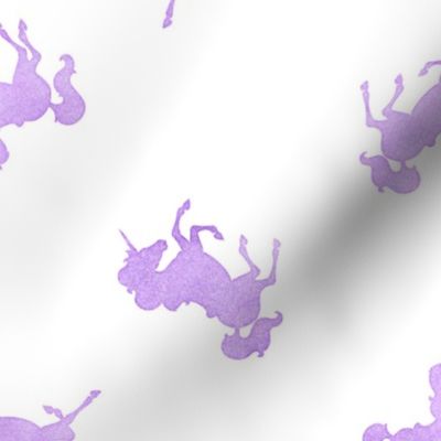 Ditsy Unicorn Pattern in Lavender Watercolor on White