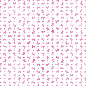 Micro Ditsy Horses and Bows Pattern in Pink Watercolor on White