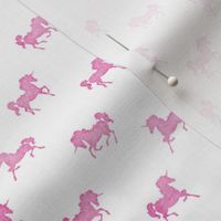 Micro Unicorns Pattern in Pink Watercolor on White