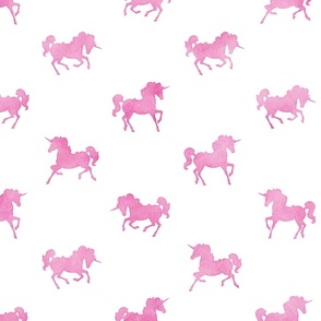Unicorn Pattern in Pink Watercolor on White