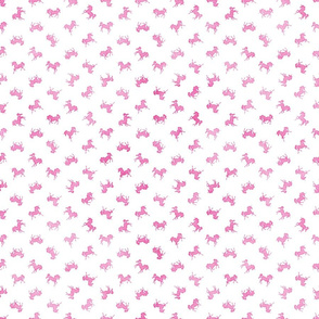 Micro Ditsy Unicorn Pattern in Pink Watercolor on White