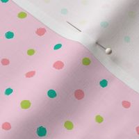 Green pink brush dots on pink background