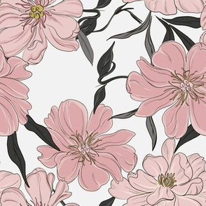 Pink peony black leaves