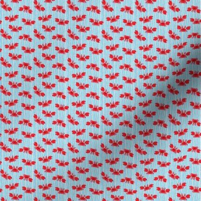 (micro scale) cute crabs - nautical summer - bright blue stripes - LAD19BS