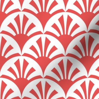 Geometric Pattern: Deco Sunset: Red/White