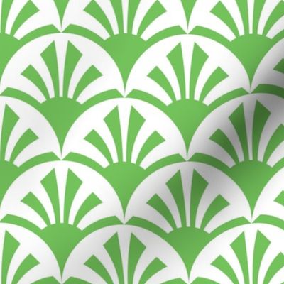Geometric Pattern: Deco Sunset: Green/White