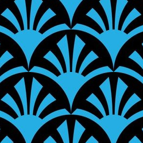 Geometric Pattern: Deco Sunset: Blue/Black