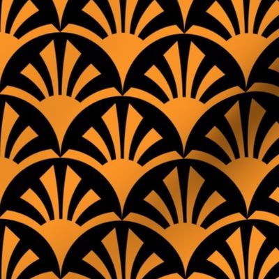 Geometric Pattern: Deco Sunset: Orange/Black