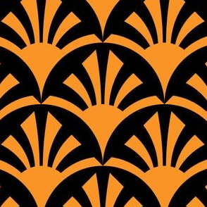 Geometric Pattern: Deco Sunset: Orange/Black