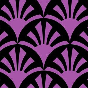 Geometric Pattern: Deco Sunset: Purple/Black