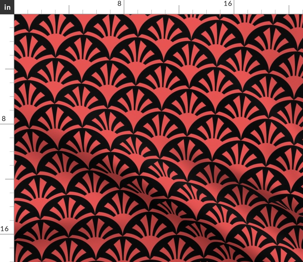Geometric Pattern: Deco Sunset: Red/Black