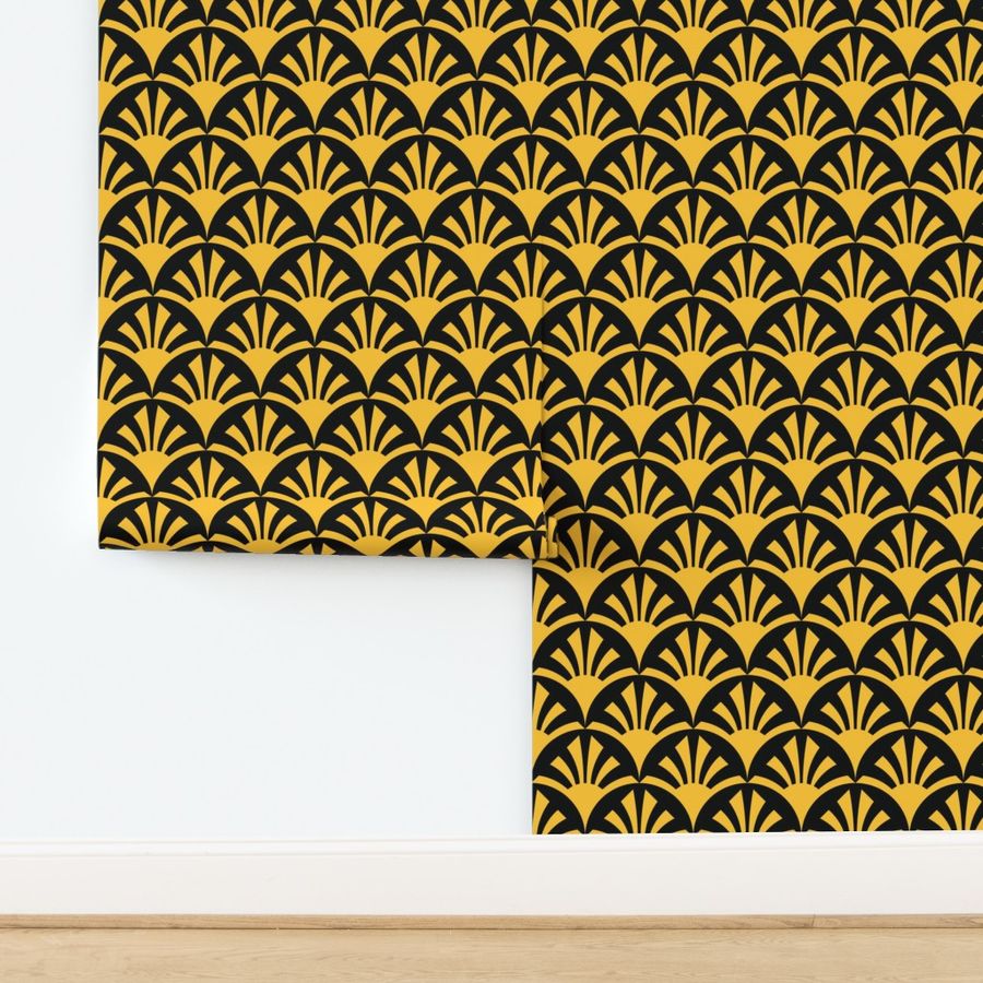 Geometric Pattern: Deco Sunset: Yellow/Black