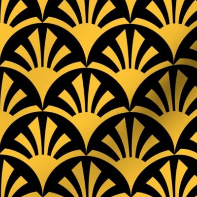 Geometric Pattern: Deco Sunset: Yellow/Black