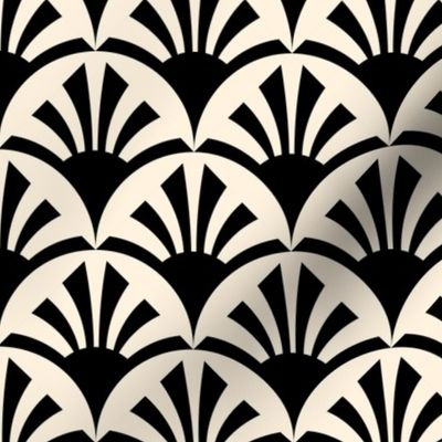 Geometric Pattern: Deco Sunset: Black/Cream