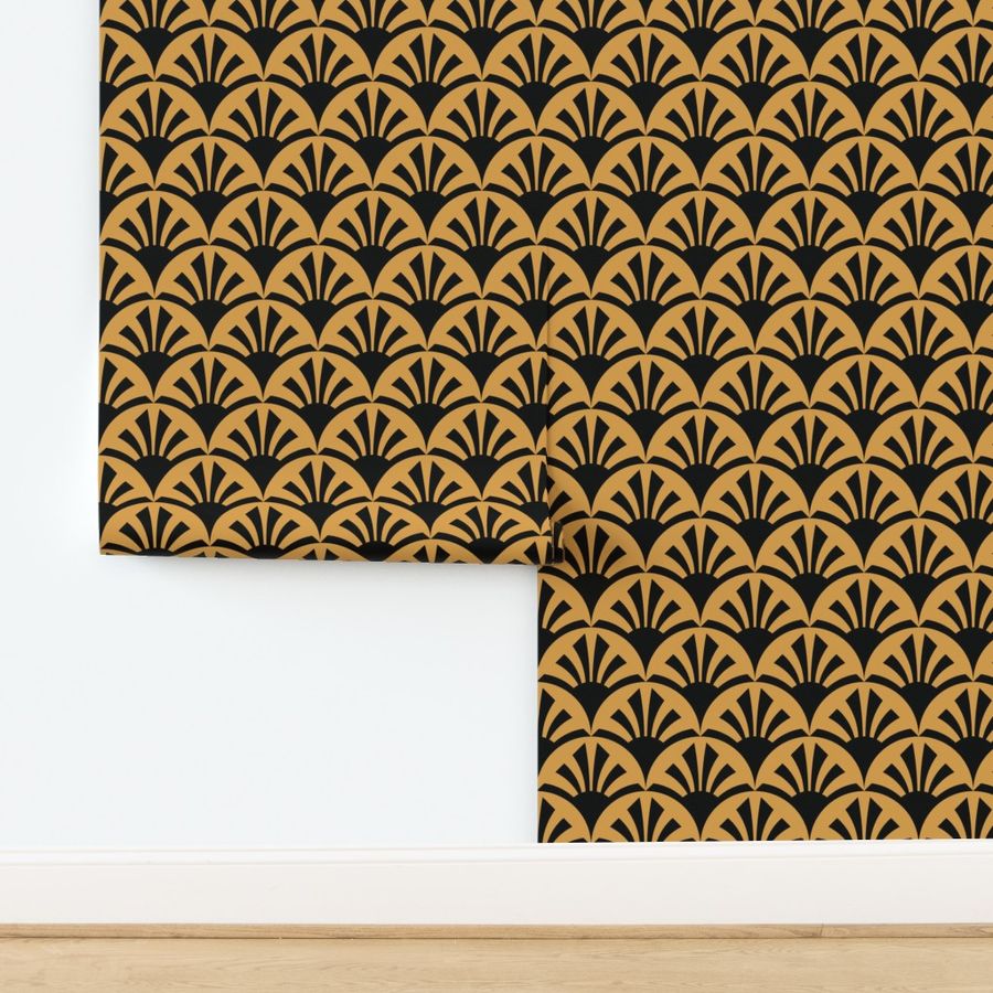 Geometric Pattern: Deco Sunset: Black/Gold