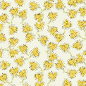 Hand Painted Heart Daisy Floral Onn Lemon Yellow Medium