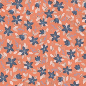 Linen Peach and Periwinkle Floral