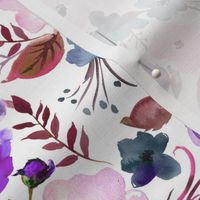 Blush and Purple Florals // White