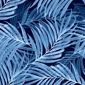 Palm  Leaves (indigo) invert 