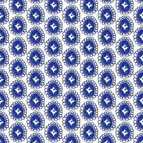 folk floral art blue