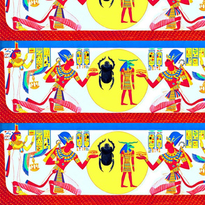 ancient egypt egyptian pharaoh Sun Ra gods goddesses kings hieroglyphics Isis wings scarab beetles eyes horus offerings Ankh colorful ram head yellow red blue royalty tribal 