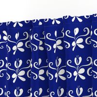 folk art floral stripe blue