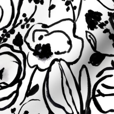 Black & White Floral Sketch