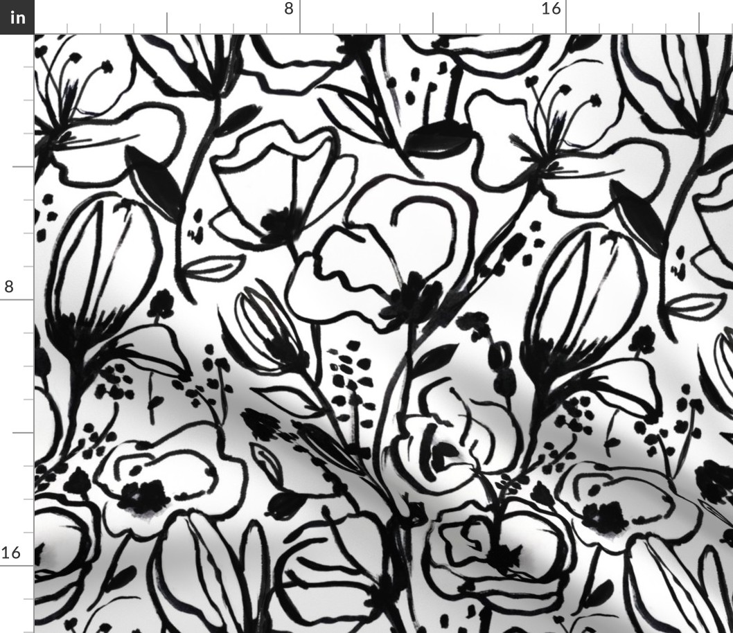 Black & White Floral Sketch