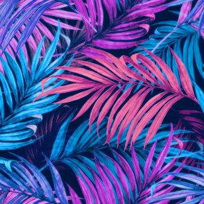 Palm Leaves pink blue