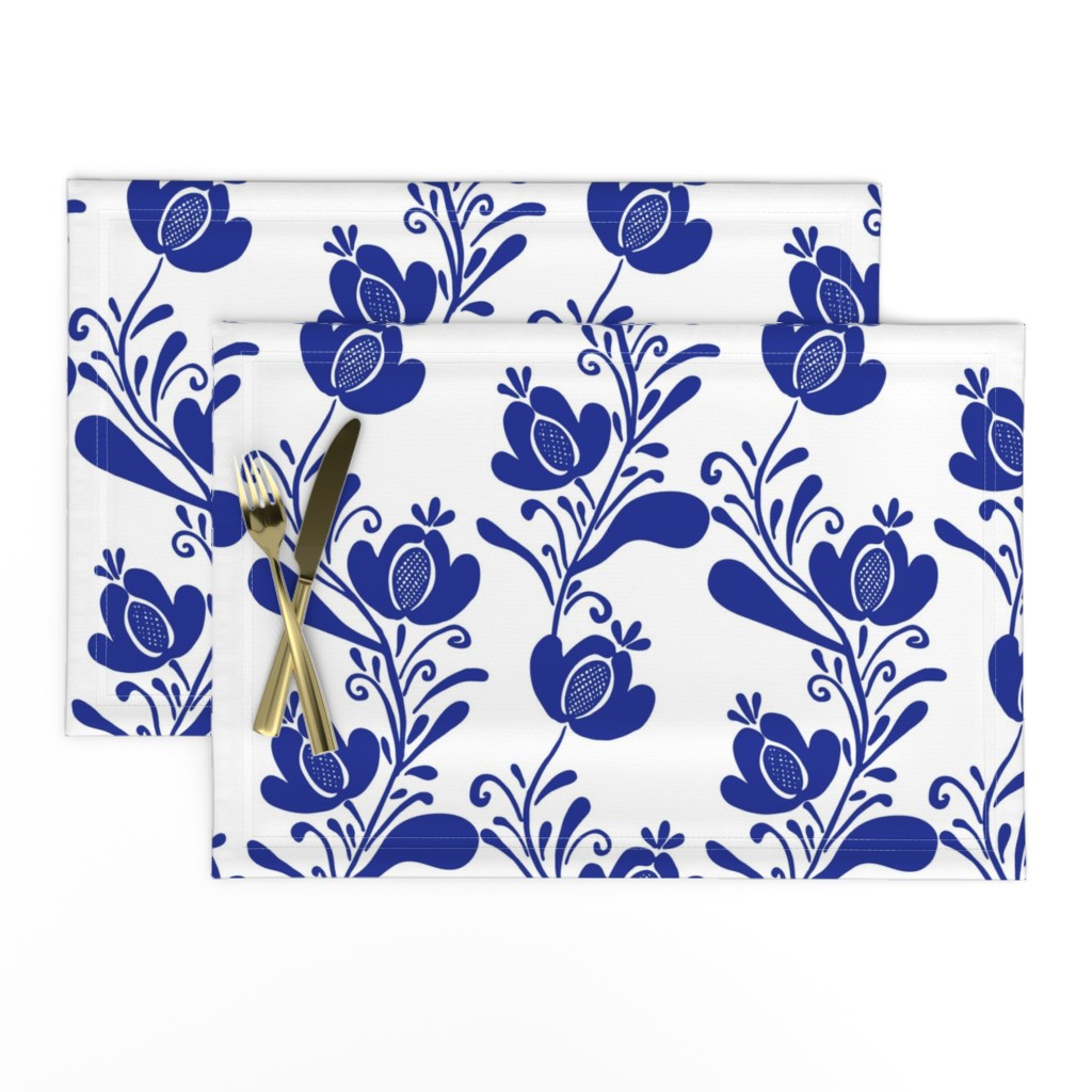 folk art floral blue 