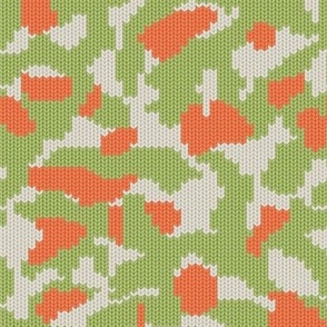 Small Knit Camouflage Green & Orange