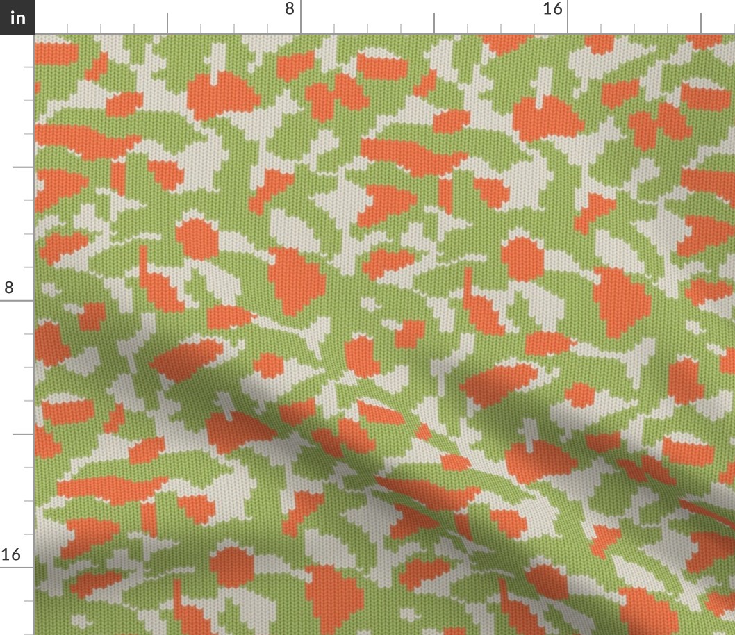 Small Knit Camouflage Green & Orange