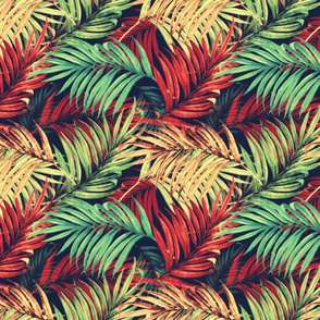 Palm Leaves vintage red50 