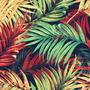 Palm Leaves vintage red